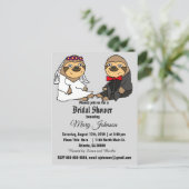 Funny Sloth Wedding Cartoon Invitation Postcard (Standing Front)
