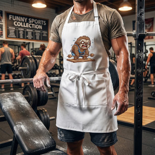 Funny Sloth Weightlifter Gym Sports Adult Apron