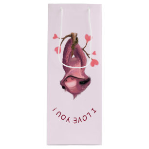Funny Sloth Wine Gift Bag with Text - I Love You