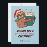 Funny Sloth Winter Holiday Merry Christmas<br><div class="desc">Cute animal cartoon with funny puns for your holiday celebration. You can customize the text and background color to fit your occasion. Great for kids and children who love animals.</div>