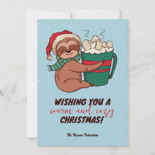 Funny Sloth Winter Holiday Merry Christmas Card