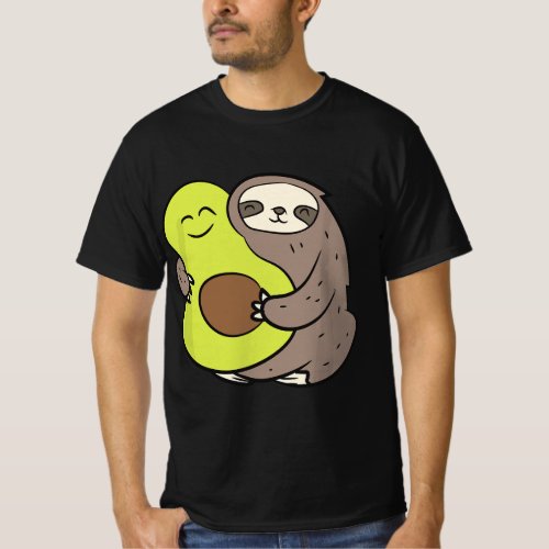 Funny Sloth With Avocado Vegan Cute Sloth Avocado T_Shirt