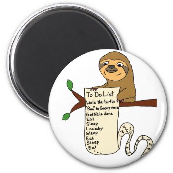 Funny Sloth With Long To Do List Magnet by patcallum at Zazzle