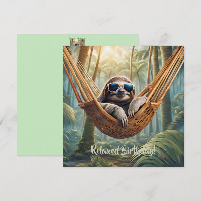 Funny sloth with sunglasses in a hammock (Front/Back)