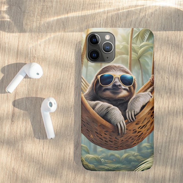 Funny sloth with sunglasses in a hammock Case-Mate iPhone case (Creator Uploaded)