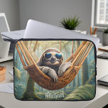 Funny sloth with sunglasses in a hammock  laptop sleeve<br><div class="desc">This cool laptop sleeve features a funny sloth with sunglasses chilling in a hammock in the jungle.  Personalizable gift idea for him to any occasion.</div>