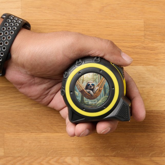 Funny sloth with sunglasses in a hammock  tape measure (Home)