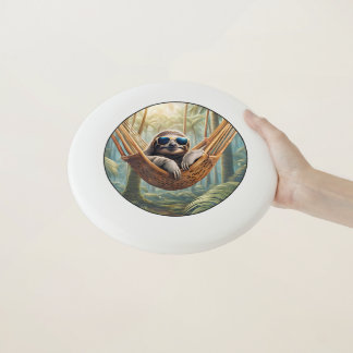Funny sloth with sunglasses in a hammock Wham-O frisbee