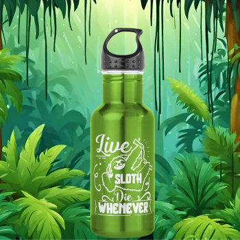 Funny Sloth Word Art Stainless Steel Water Bottle by DoodlesGifts at Zazzle