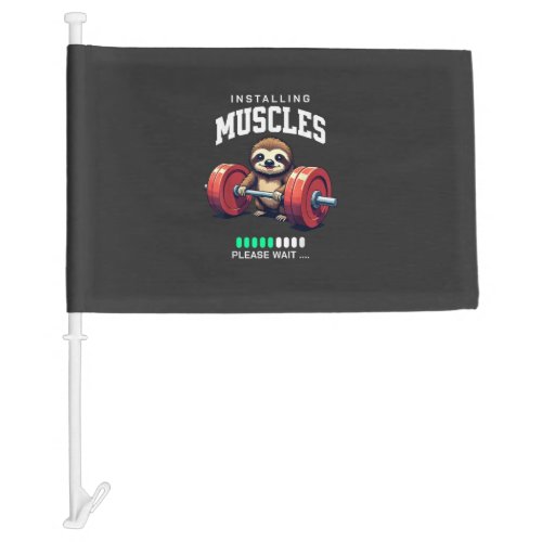 Funny Sloth Workout Gym Fitness Weightlifting T-Sh Car Flag