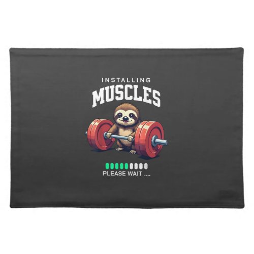 Funny Sloth Workout Gym Fitness Weightlifting T-Sh Cloth Placemat