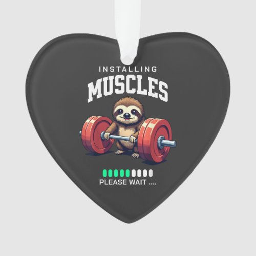Funny Sloth Workout Gym Fitness Weightlifting T-Sh Ornament
