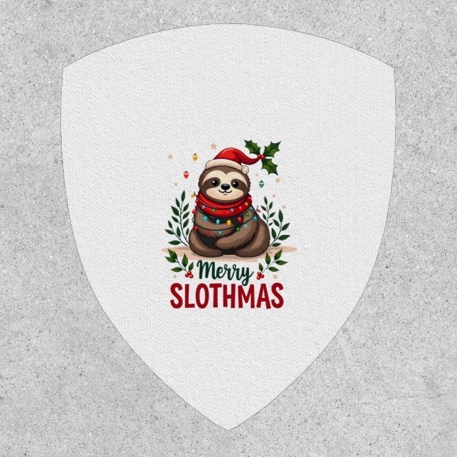 Funny Sloth Xmas Lights Merry Slothmas Sloth Chris Patch (Front)