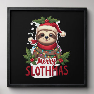 Funny Sloth Xmas Lights Merry Slothmas Sloth Chris Peel And Stick Photo Tile