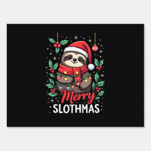 Funny Sloth Xmas Lights Merry Slothmas Sloth Chris Sign
