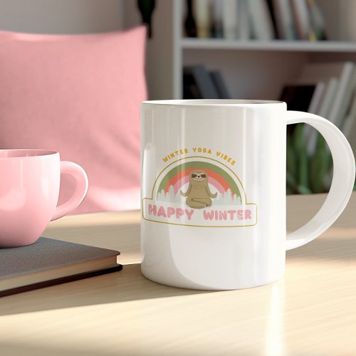 Funny  Sloth Yoga Positions Winter Edition Two_Tone Coffee Mug