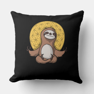 Funny Sloth Zen Yoga Meditation Animal Throw Pillow