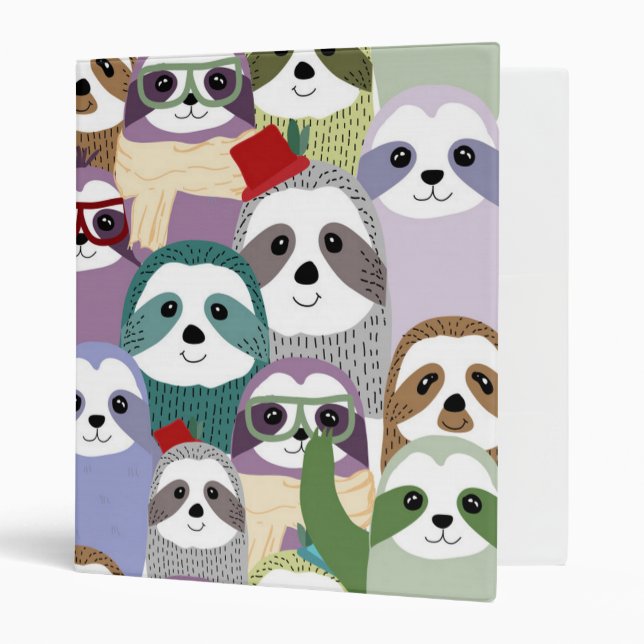 Funny Sloths 3 Ring Binder (Front/Inside)
