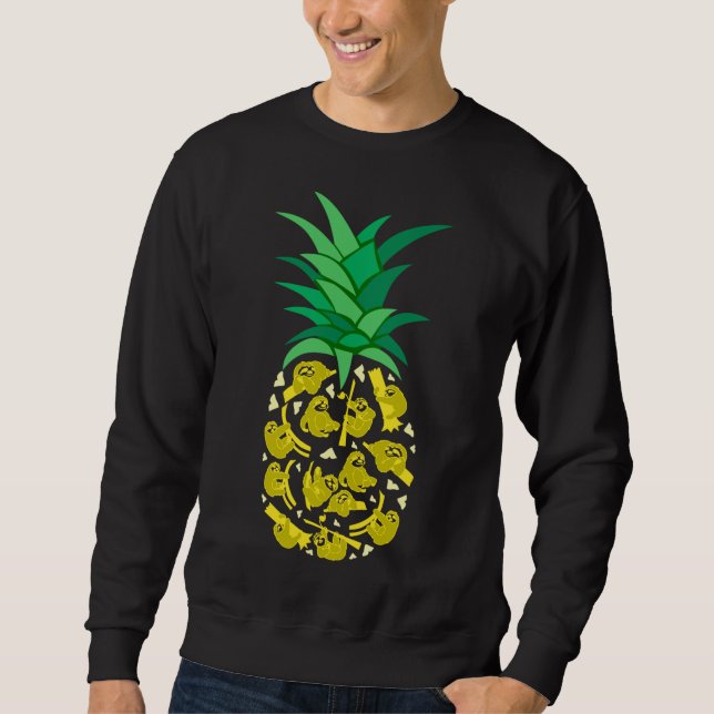 Funny Sloths Building a Pineapple Fruit Sweatshirt (Front)