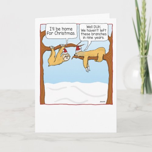 Funny Sloths Christmas Card