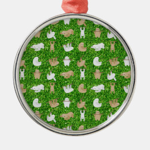 funny sloths metal ornament