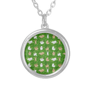 funny sloths silver plated necklace