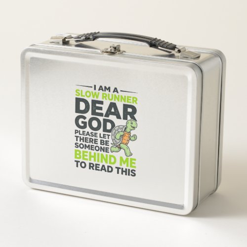 Funny Slow Runner Turtle Quote Vintage Engraving D Metal Lunch Box