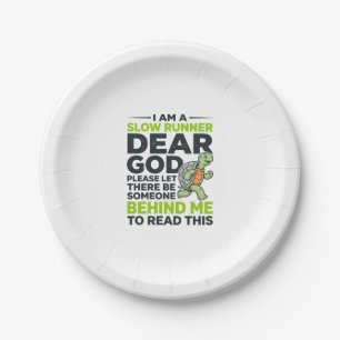 Funny Slow Runner Turtle Quote Vintage Engraving D Paper Plates