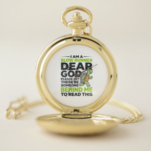 Funny Slow Runner Turtle Quote Vintage Engraving D Pocket Watch