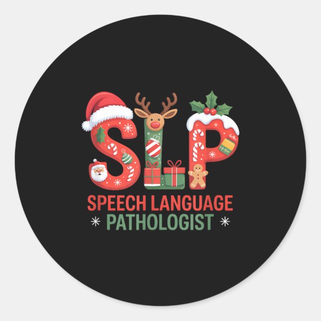 Funny Slp Christmas Speech Language Pathologist Ho Classic Round Sticker (Front)