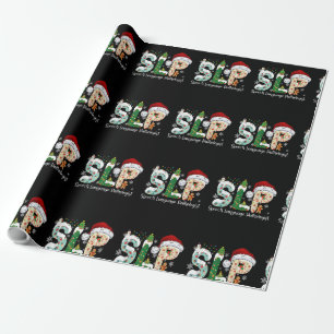 Funny SLP Speech Language Pathologist Santa Christ Wrapping Paper