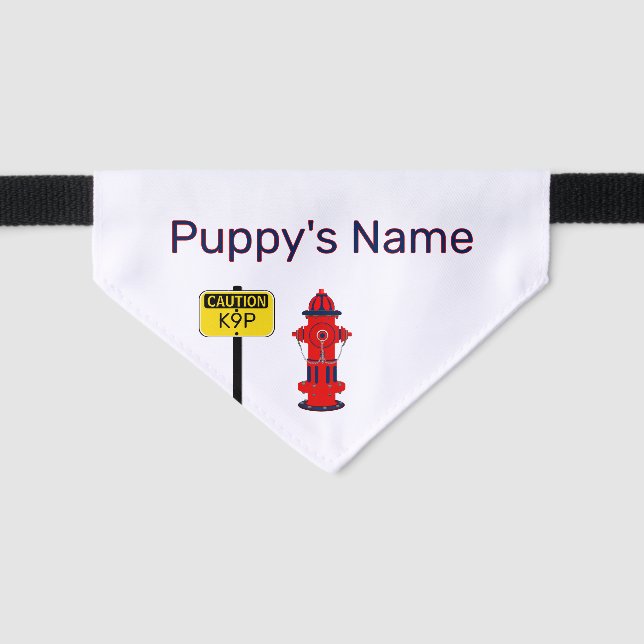 Funny Small Dog Puppy Pet Bandana Fire Hydrant Pet Bandana Collar (Front)