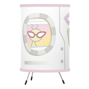 funny small spaceship with aliens _ tripod lamp