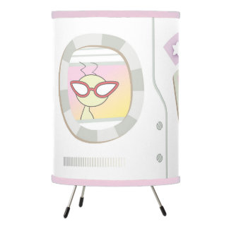 funny small spaceship with aliens _   tripod lamp