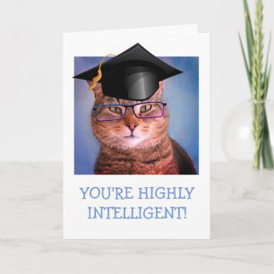 Funny Smart Cat Graduation Card