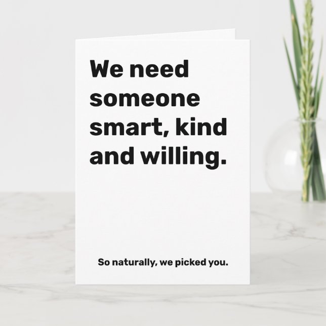 Funny Smart & Kind Wedding Officiant Proposal Card (Front)