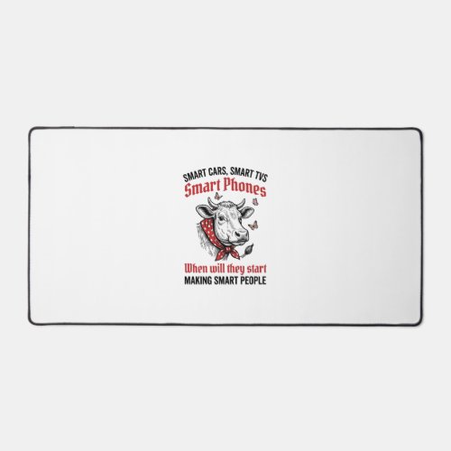 Funny Smart People Cow Vintage Engraving T-Shirt D Desk Mat