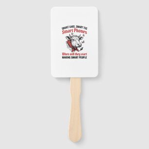 Funny Smart People Cow Vintage Engraving T-Shirt D Hand Fan