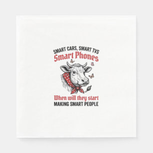 Funny Smart People Cow Vintage Engraving T-Shirt D Napkins