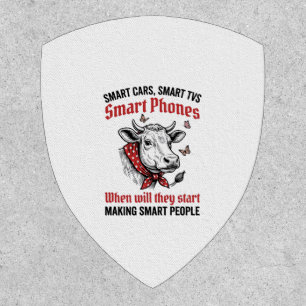 Funny Smart People Cow Vintage Engraving T-Shirt D Patch