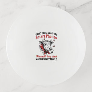 Funny Smart People Cow Vintage Engraving T-Shirt D Trinket Tray
