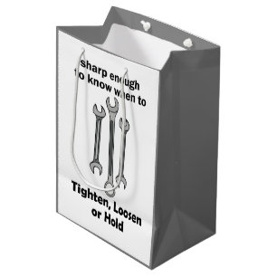 Funny Smart Wrench Handyman Tool Quote Medium Gift Bag