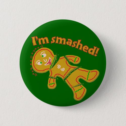 Funny Smashed Gingerbread Christmas Button