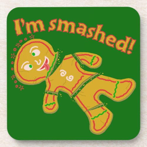 Funny Smashed Gingerbread Christmas Coaster