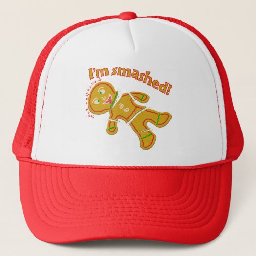 Funny Smashed Gingerbread Christmas Trucker Hat