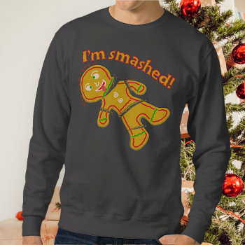 Funny Smashed Gingerbread Ugly Christmas Sweater by HaHaHolidays at Zazzle