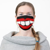 Funny smile big teeth cartoon grin illustration adult cloth face mask (Worn)