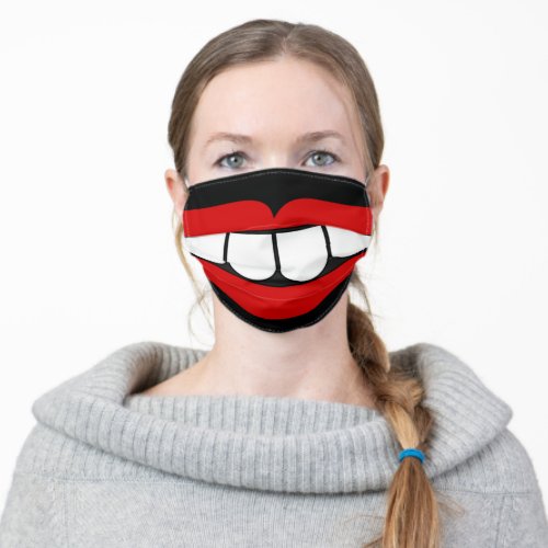 Funny smile big teeth cartoon grin illustration adult cloth face mask