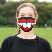 Funny smile big teeth cartoon grin illustration adult cloth face mask (Outside)