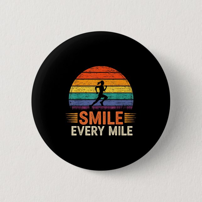 Funny Smile Every Mile Cool Running Runner Saying  Button (Front)